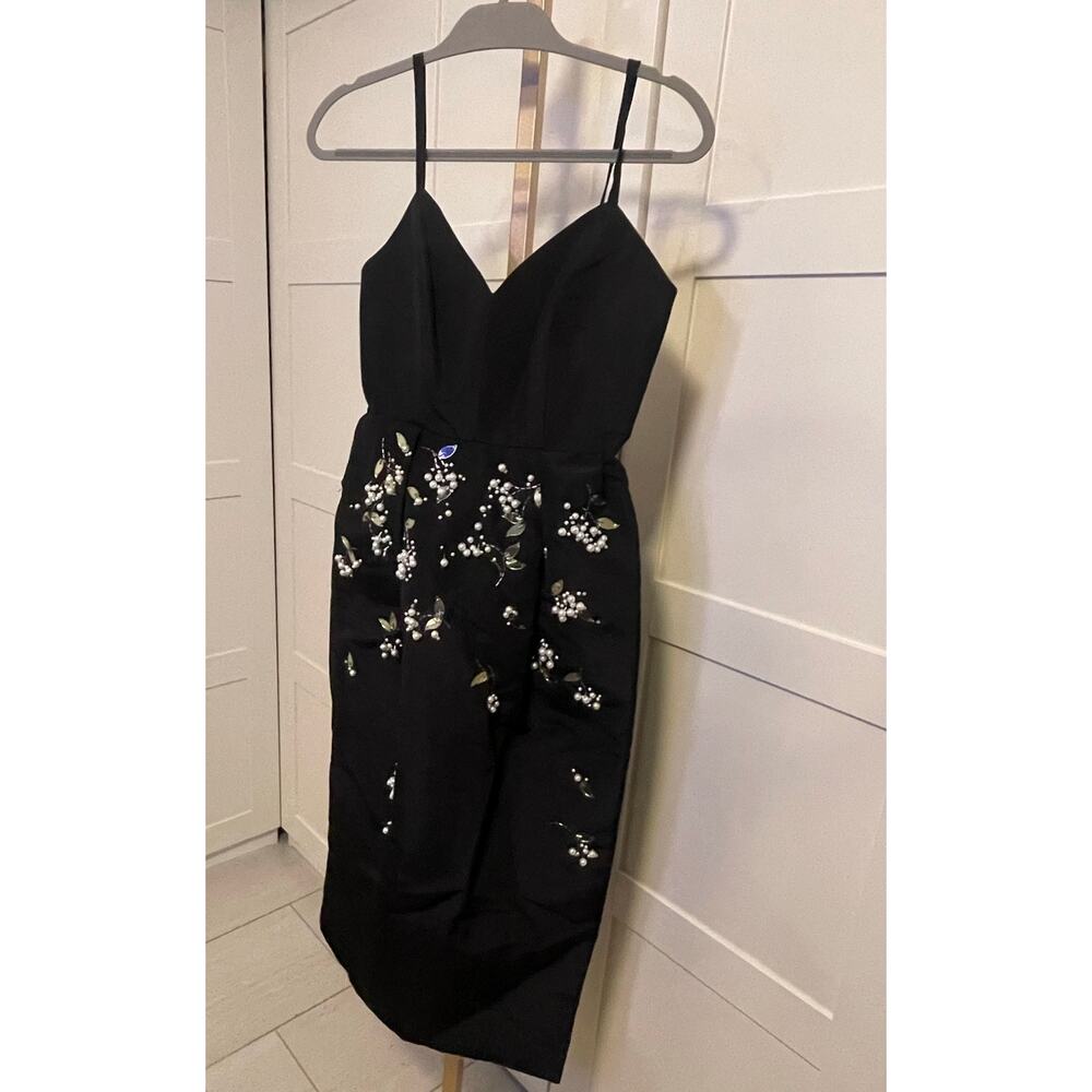 NWT: Carolina Herrera Embellished Pleated Silk-Faille Midi Dress - Picture 6 of 14